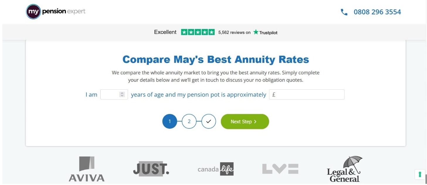 Pension Expert calculator helping individuals find the best annuity rates on the market